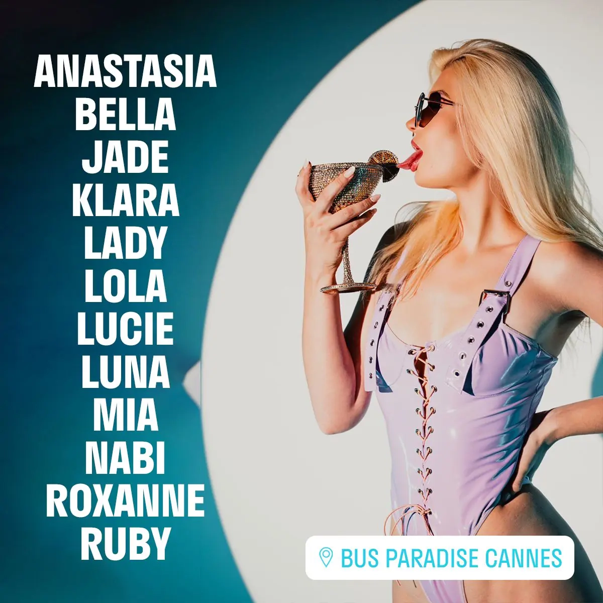 Danseuse glamour du cabaret Bus Paradise Cannes — strip premium au Carré d’Or